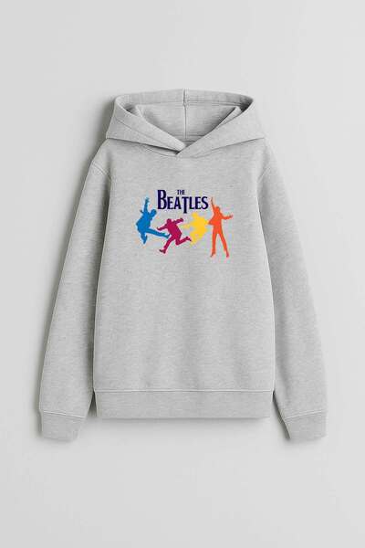 AYDESİGN The Beatles Music Group Printed Gray Hooded Sweatshirt Hoodie