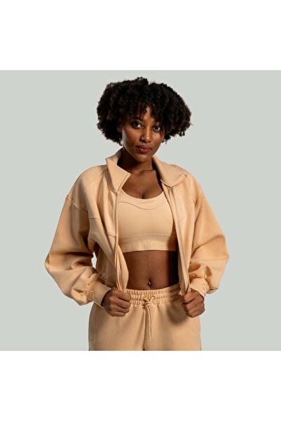 GymBeam Jachetă Lunar cu fermoar pentru femei, culoarea Sandshell - STRIX