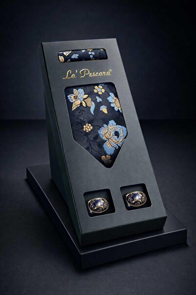 Kravatkolik Dark Gray Handkerchief Classic Tie Cufflink Men's Gift Set Os610