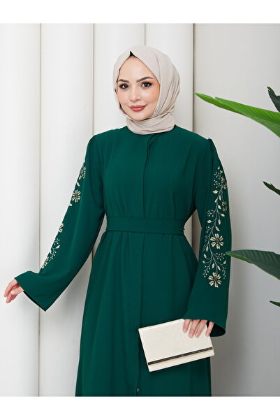 MY QILAM Women's Islamic Clothing Abaya Ferace Long Dress with Embroidered Sl...