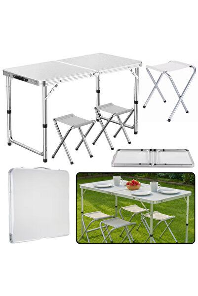 Three top online Set masă pliabilă de camping cu 4 scaune gri