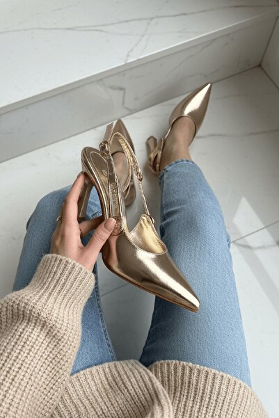 DİVOLYA Verso Gold Side Window (9 см височина на тока) Обувки с остър връх и ток