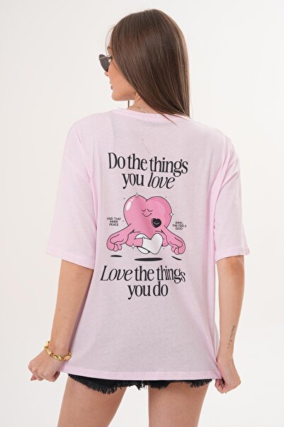 ŞİMAL Women's Crew Neck Oversize T-Shirt with Back Print Detail - 260151