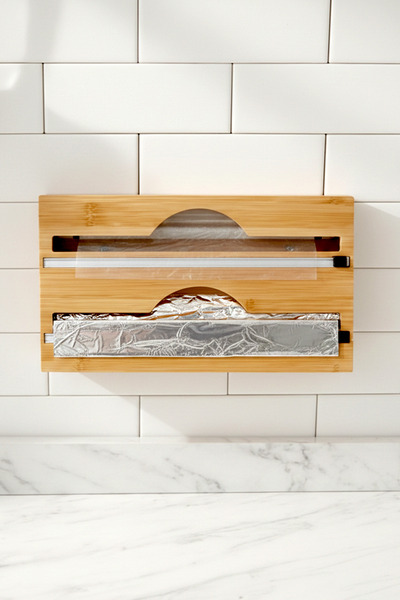 Kitchen Life جهاز قطع الأغشية البلاستيكية المصنوعة من الخيزران مع قناة انزلاق...