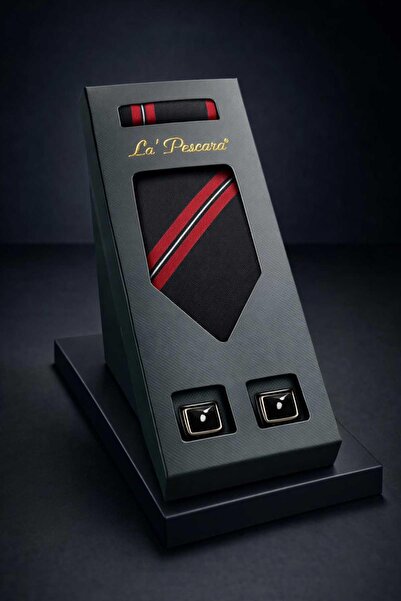 Kravatkolik Black Handkerchief Classic Tie Cufflink Men's Gift Set Os609