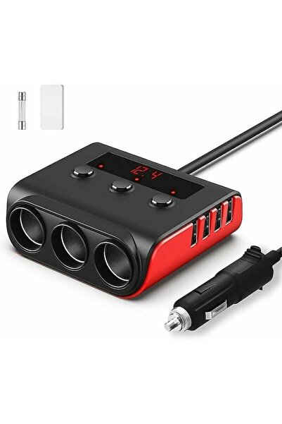 FOXMAG24 Adaptor brichetă auto, 120W, monitorizare tensiune în timp real, ilu...