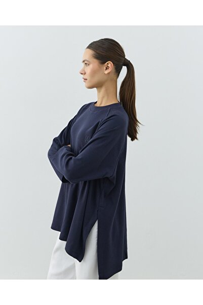 Aybikestil Penye İnterlok Relax Bluz Lacivert