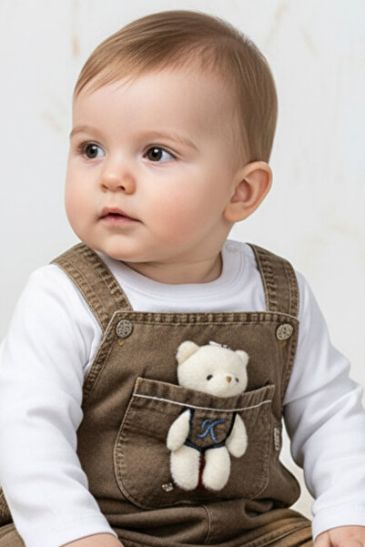 Rocha Baby Rocha Bebek Bahçıvan Salopet 2'li Takım - Peluş Oyuncak Hediyeli v...