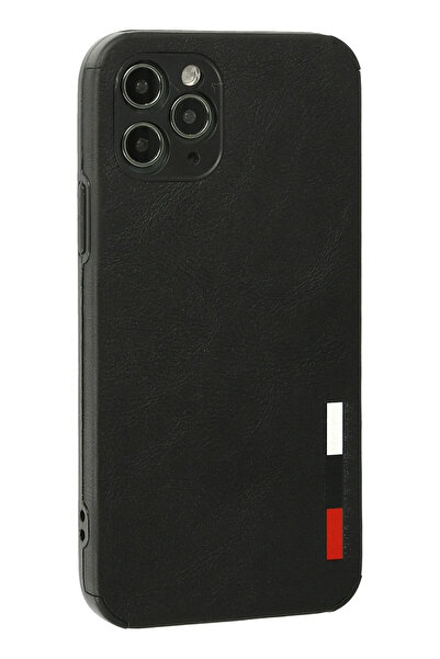 CT STONES نيوفيس حافظة آيفون 11 برو ماكس بحلقة جلدية سيليكون - أسود