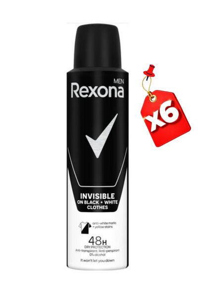 Rexona Deo Spray 150Ml Men Invisible Black&White Clothes X6