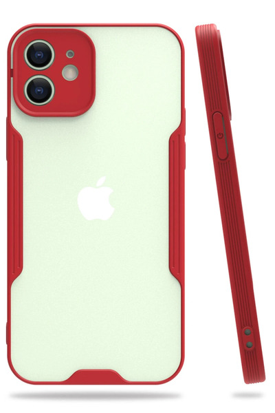 BALCI جراب Newface لهاتف آيفون 12 سيليكون بلاتينيوم - أحمر