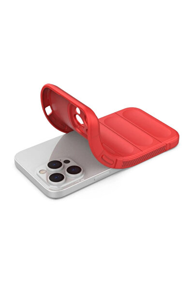 POYRAZ MARKET حافظة نيو فيس لهاتف آيفون 16 برو من السيليكون المثالي - أحمر