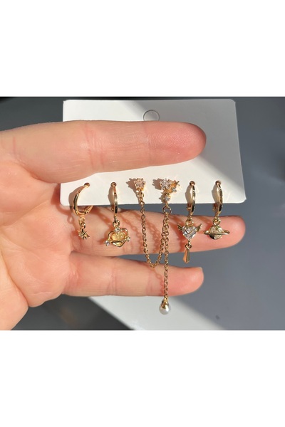 NORYA Vıp kadın gold çoklu küpe