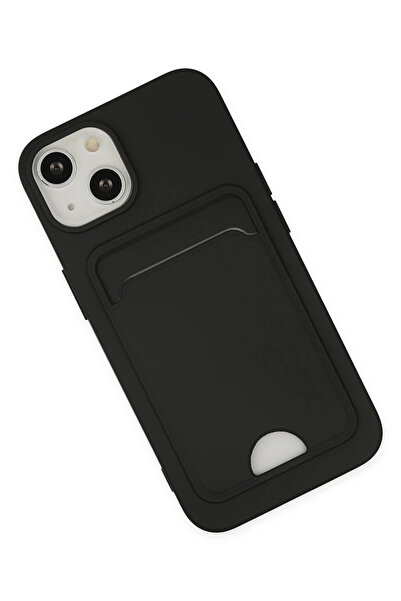 CT STONES حافظة نيو فيس لهاتف ايفون 14 بلس كلفن سيليكون مع بطاقة عمل - اسود