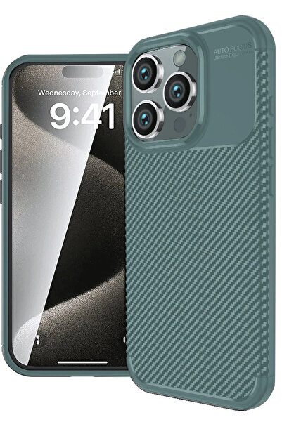 CT STONES حافظة Newface لهاتف iPhone 16 Pro ذات غطاء كربوني بتركيز تلقائي - أ...