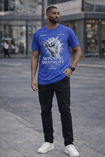 MASTIFF تي شيرت رجالي بأكمام قصيرة مطبوع عليه Winning Mentality