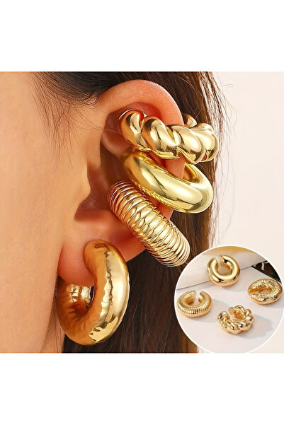Ervalina أقراط/حلقات أذن مزخرفة بنقوش