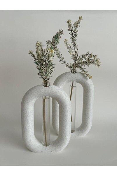 3Decorify Cam Tüplü Dekoratif Vazo- Geometrik Tasarım Masa Üstü Çiçeklik 2'li