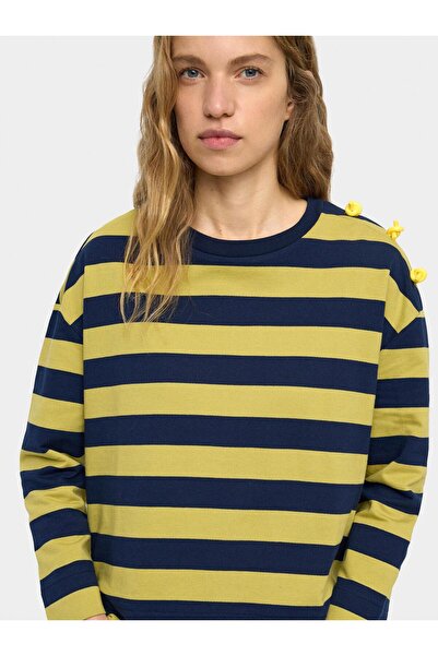 PARFOIS Çizgili Sweatshirt %100 Pamuk