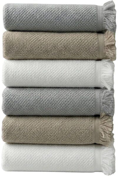 BRF Elizberrasell 6-Piece Jelena Hand Towel Set 50X90 cm - 100% Tassel Towels...