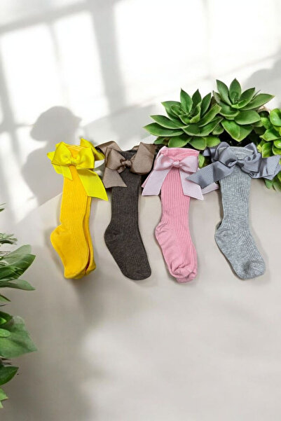 ÖZKARDEŞLER BABY Șosete pentru bebeluși și copii, până la genunchi, cu fundiț...