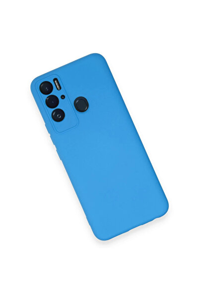 POYRAZ MARKET حافظة نيو فيس تكنو بوفا نيو نانو مخملية من الداخل سيليكون - أزرق