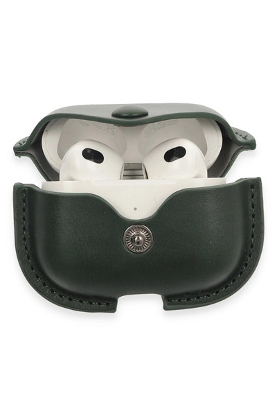 POYRAZ MARKET حافظة جلدية لـ Newface Airpods 3 (الجيل الثالث) - أخضر كاكي