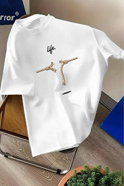 Oksit Life Design Minimalist Illustration Printed Unisex Oversize T-Shirt