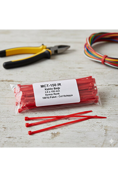 MUYATECH MCT-150 IR Kablo Bağı 3.6 x 150 mm Kırmızı Renk 100’lü Paket - Cırt ...