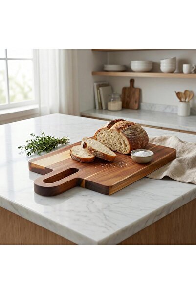 BRF Elizberrasell Deconox Natural Acacia Wood Rectangular Cutting Board and P...