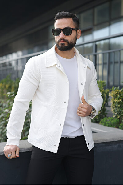 BASEL.CO Textured Seersucker Lined Jacket with Snap Fasteners