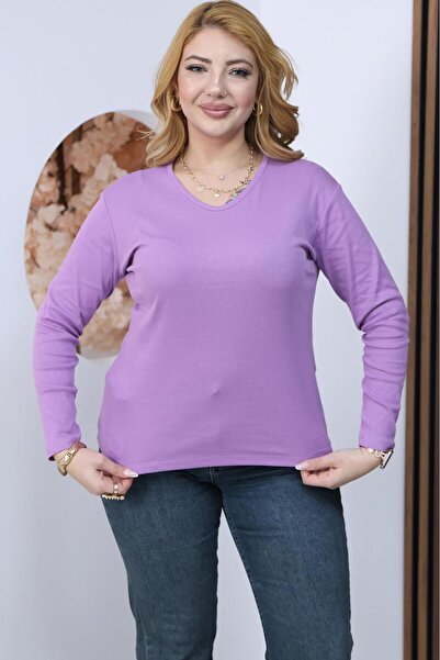 Siyezen Plus Size V-Neck Cotton Lycra Blouse