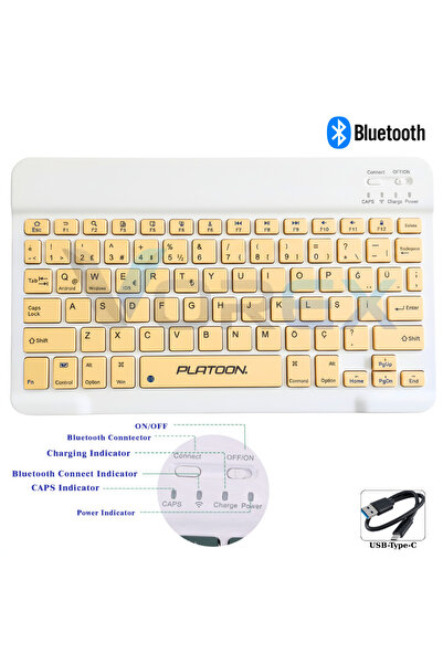 VOREX PL-366 Bluetooth Kablosuz Klavye – Type-C Şarjlı, Tablet Telefon PC Uyumlu