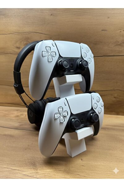 BRF TopTasSell PS5 DualSense 2’li Oyun Kolu ve Kulaklık Standı Beyaz Renk | 3...