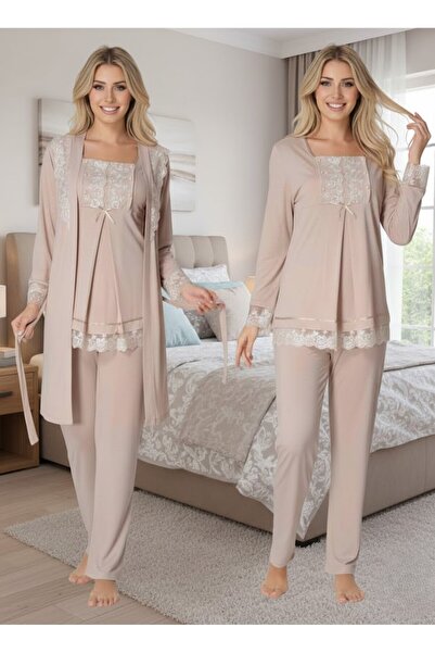 Lohusa Homewear Women's Mink Long Sleeve Elegant Lace Detailed Design Materni...