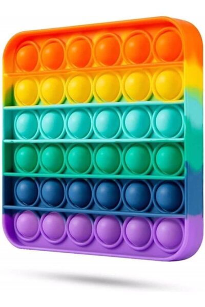 BRF Popit Kare Gökkuşağı Renk Duyusal Oyuncak Zihinsel Gelişim Stres Oyun 12,...