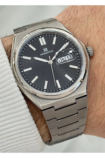 Momentus Siyah Kadran Titanyum kordon 5ATM Su Geçirmezlik Erkek Kol Saati ILK...