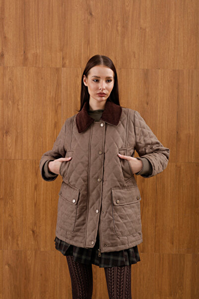 HOPE AND ME Premium Nubuk Kadife Yaka Detaylı Astarlı Vizon Mont