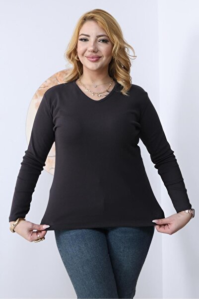 Siyezen Plus Size V-Neck Cotton Lycra Blouse