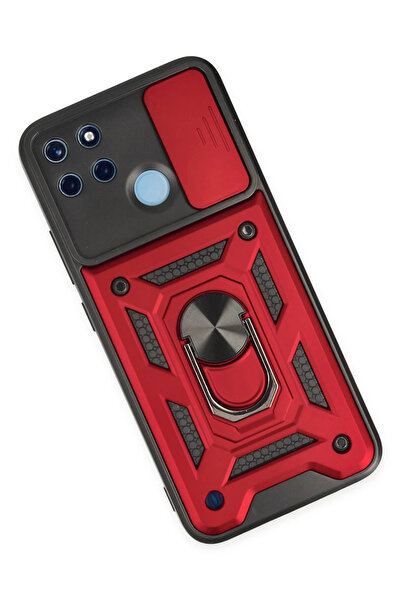 FREEDOM STOREE جراب Newface Realme C25Y مع حلقة عدسة من السيليكون - أحمر