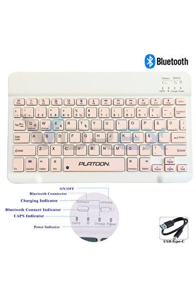 VOREX PL-366 Bluetooth Kablosuz Klavye – Type-C Şarjlı, Tablet Telefon PC Uyumlu