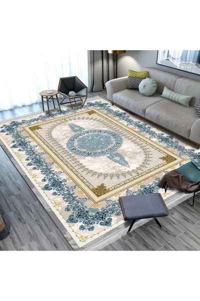 smart home سجادة مجلس مخملية كبيرة 350 × 250 سم | سجادة أرضية مبطنة مانعة للا...