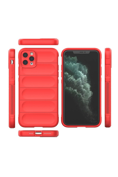 CT STONES حافظة نيو فيس لهاتف آيفون 11 برو ماكس من السيليكون المثالي - أحمر