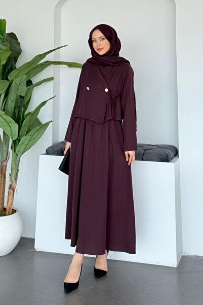 Hazamoda Alix Crop Detailed Dress Plum