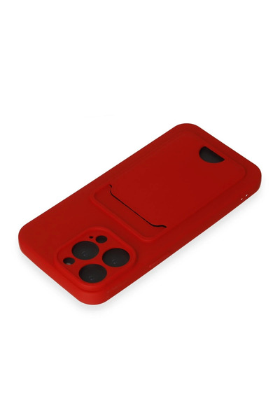 CT STONES حافظة نيو فيس آيفون 14 برو ماكس كلفن مع بطاقة عمل سيليكون - أحمر