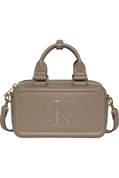 Calvin Klein Women's Brand Logo Handbag Suitable for Daily Use Beige Hand Bag...