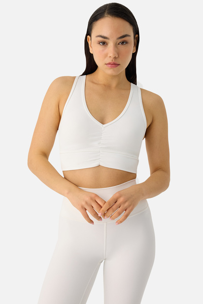 Superstacy Amara Gathered Detailed Ecru Sports Bra