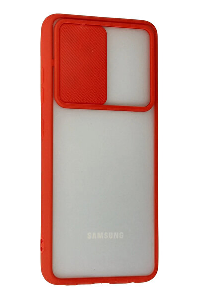 MKR Newface حافظة سامسونج جالاكسي A52 من السيليكون المنزلق لكاميرا النخيل - أحمر
