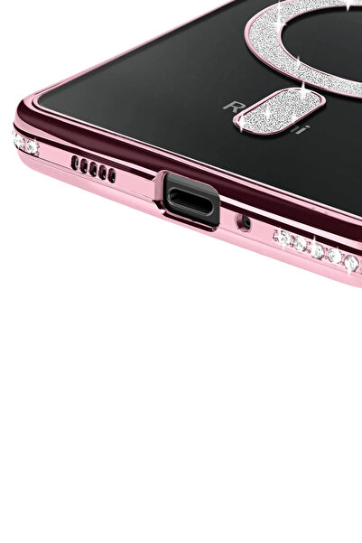 FREEDOM STOREE حافظة نيو فيس شاومي ريدمي 14C جوك سيلفر مغناطيس سيف - وردي