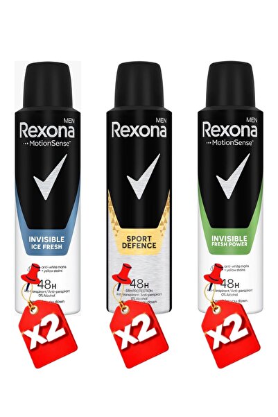 Rexona Men Spray Ice Fresh 150Ml X2 + Motion Sense Sport Defence 150Ml X2 + F...